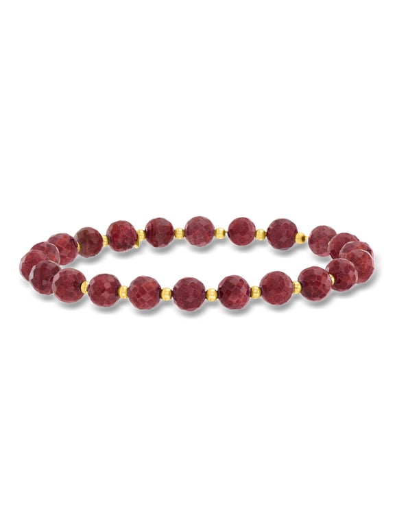 Ross-Simons 40.00 ct. t.w. Ruby Bead Stretch Bracelet With 10kt Yellow Gold, Women's, Adult