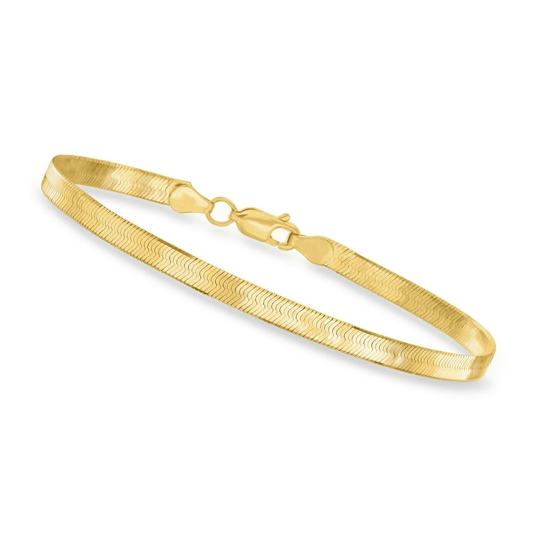 Canaria 4mm 10kt Yellow Gold Herringbone Bracelet, Women's, Adult
