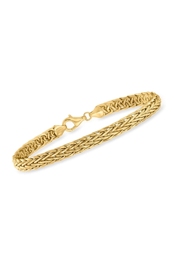 Ross-Simons 5mm 10kt Yellow Gold Flat Wheat-Link Bracelet, Women's, Adult