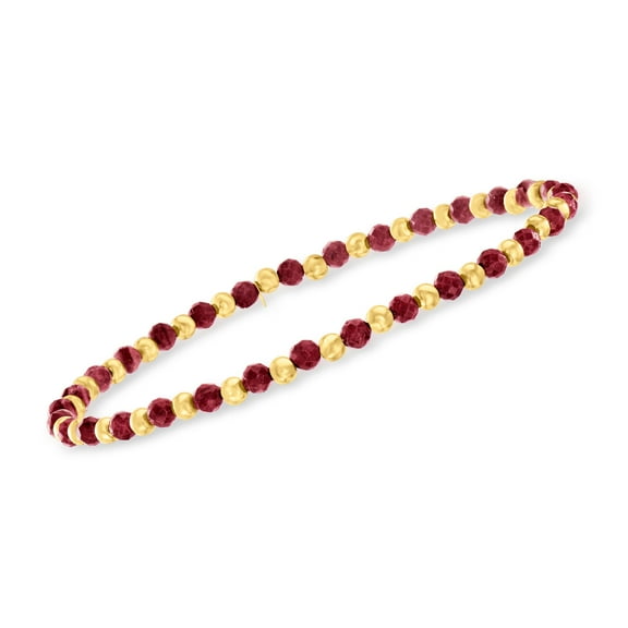 Ross-Simons 6.00 ct. t.w. Ruby and 10kt Yellow Gold Bead Stretch Bracelet, Women's, Adult