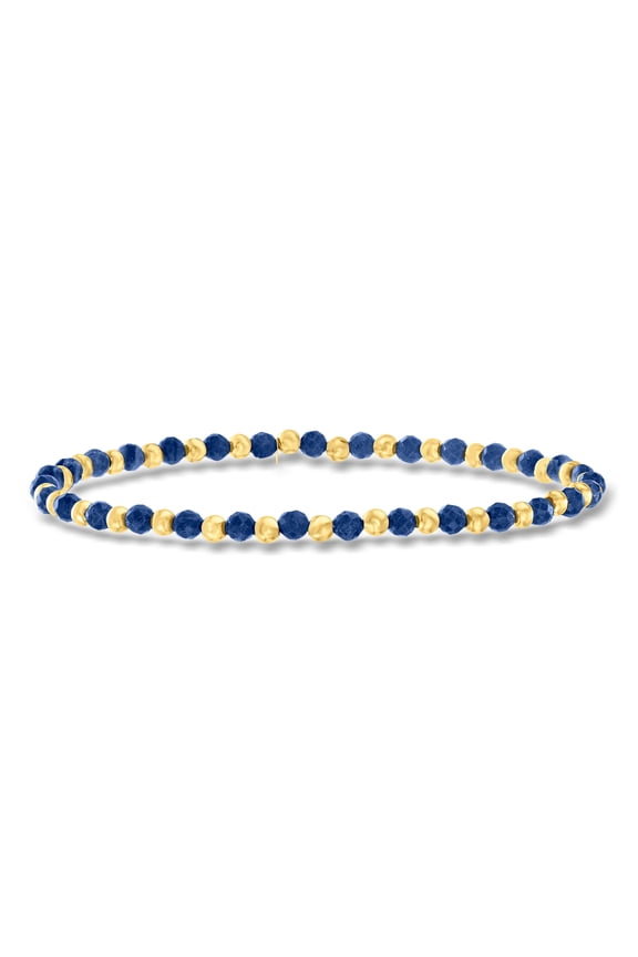 Ross-Simons 6.00 ct. t.w. Sapphire and 10kt Yellow Gold Bead Stretch Bracelet, Women's, Adult