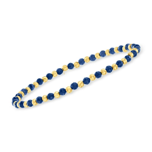 Ross-Simons 7.00 ct. t.w. Sapphire and 10kt Yellow Gold Bead Stretch Bracelet, Women's, Adult