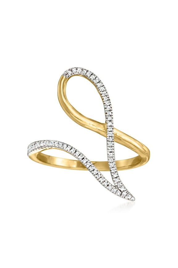 Ross-Simons Diamond-Accented Open-Space Geometric Ring in 10kt Yellow Gold, Women's, Adult