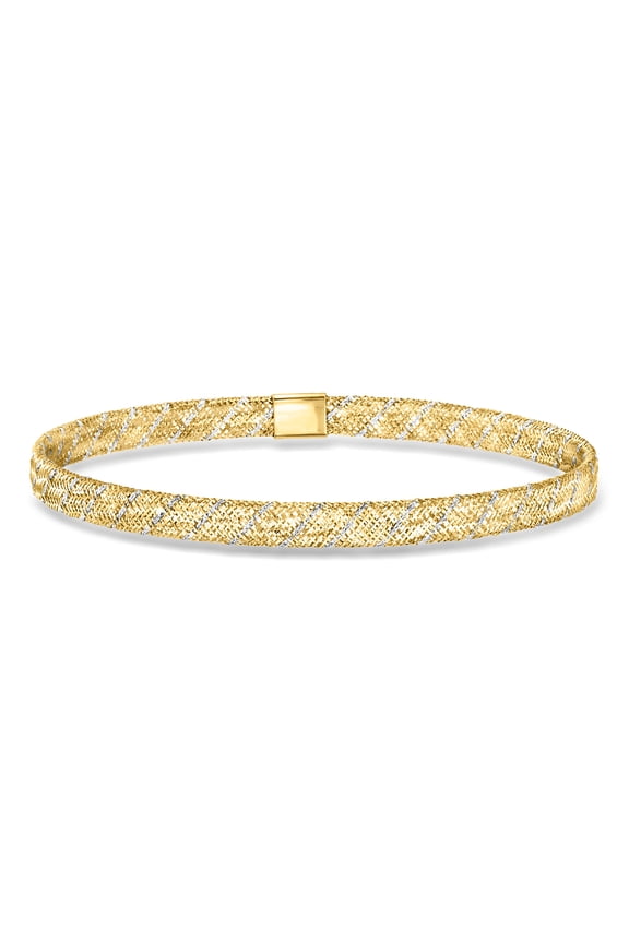 Ross-Simons Italian 10kt 2-Tone Gold Mesh Stretch Bracelet, Women's, Adult