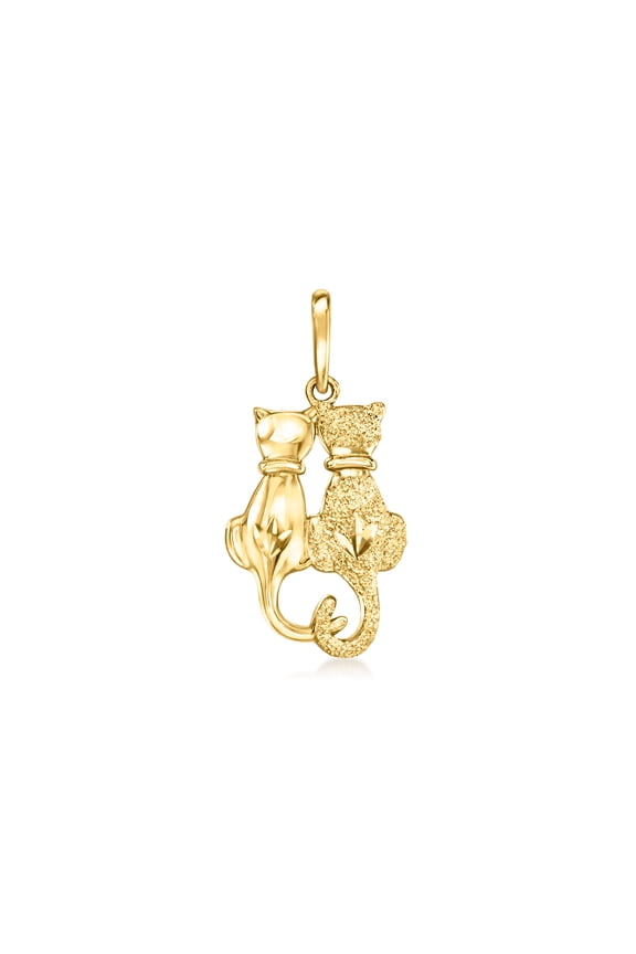 Ross-Simons Italian 10kt Yellow Gold 2 Cats Pendant, Women's, Adult