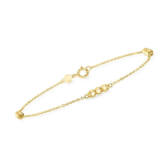 Ross-Simons Italian 10kt Yellow Gold 3-Bead Station Bracelet, Women's, Adult