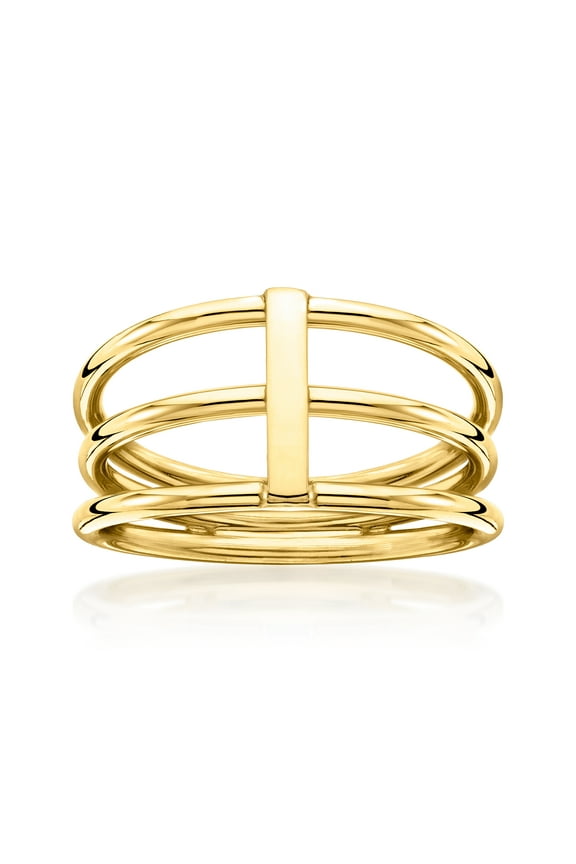 Ross-Simons Italian 10kt Yellow Gold 3-Row Bar Ring, Women's, Adult