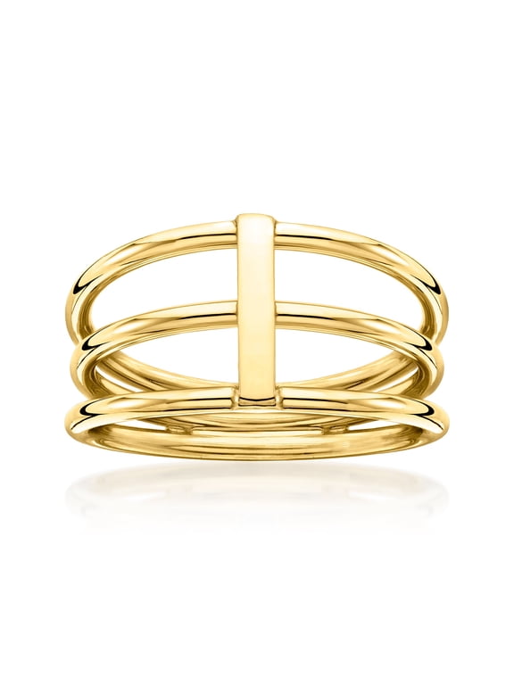 Ross-Simons Italian 10kt Yellow Gold 3-Row Bar Ring, Women's, Adult