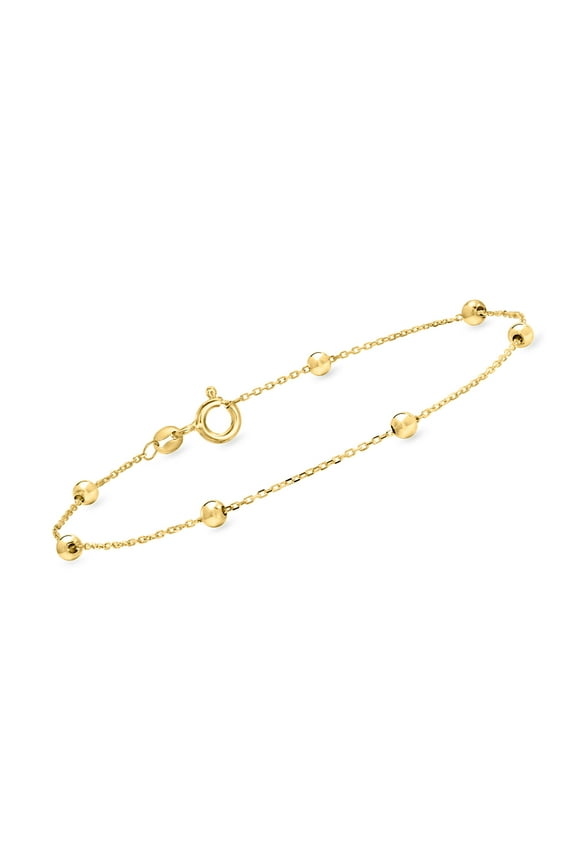 Ross-Simons Italian 10kt Yellow Gold Bead Station Bracelet, Women's, Adult