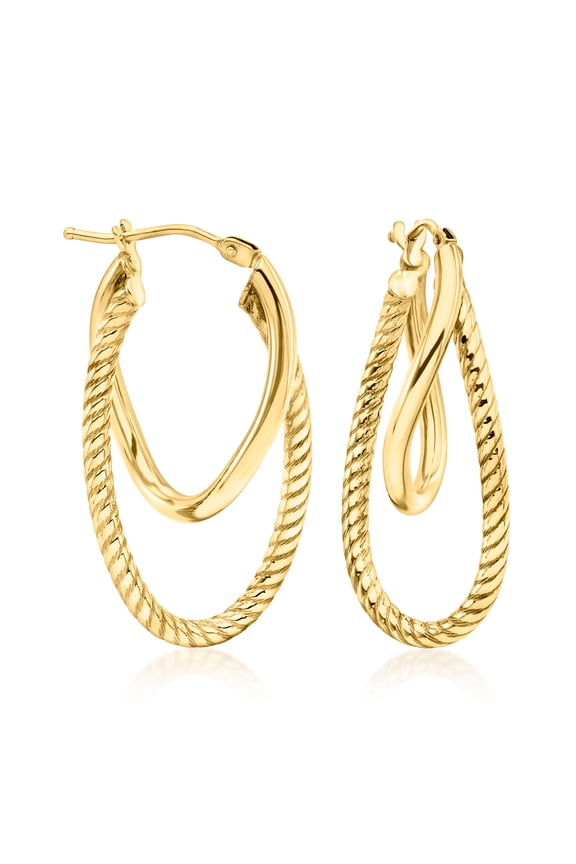 Ross-Simons Italian 10kt Yellow Gold Double-Oval Hoop Drop Earrings, Women's, Adult