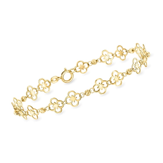 Ross-Simons Italian 10kt Yellow Gold Floral Ricami Bead Station Bracelet, Women's, Adult