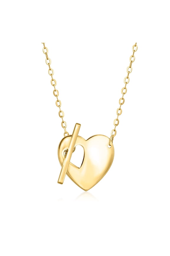 Ross-Simons Italian 10kt Yellow Gold Heart Toggle Necklace, Women's, Adult