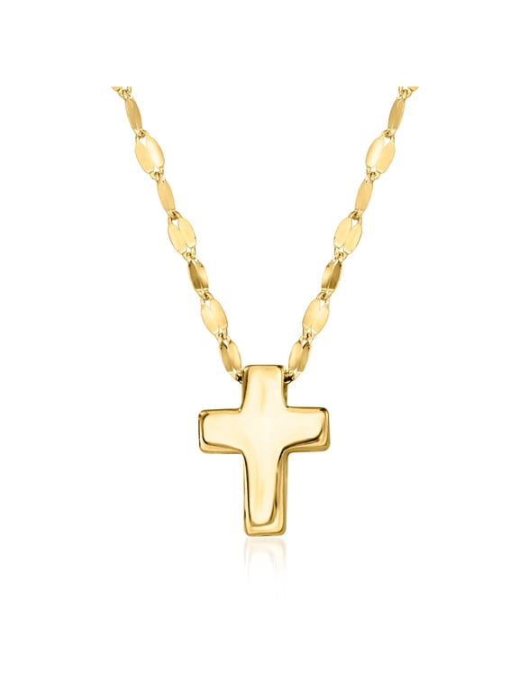 Ross-Simons Italian 10kt Yellow Gold Puffed Cross Necklace, Women's, Adult