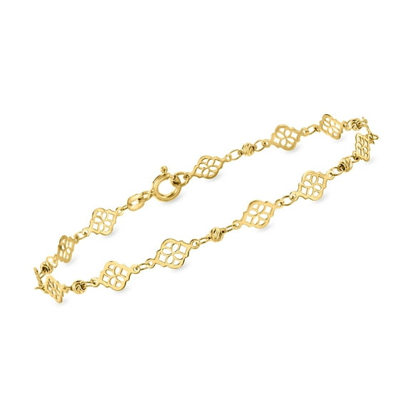 Ross-Simons Italian 10kt Yellow Gold Ricami Floral Station Bracelet, Women's, Adult