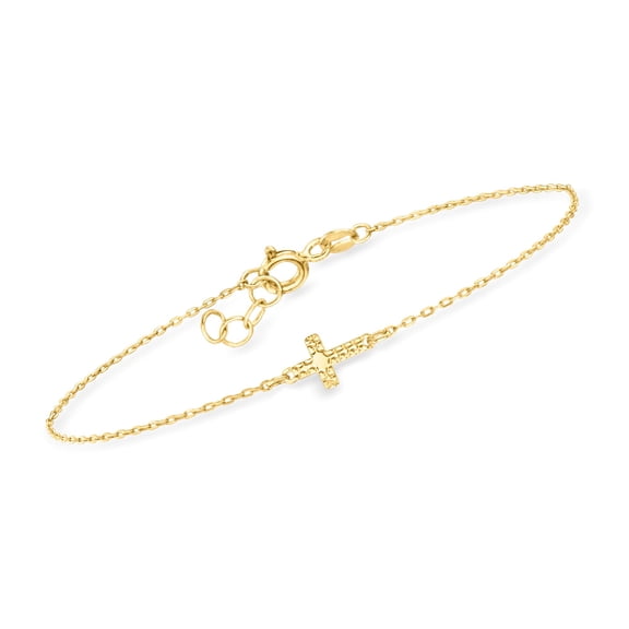 Ross-Simons Italian 10kt Yellow Gold Sideways Cross Bracelet, Women's, Adult