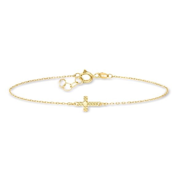 Ross-Simons Italian 10kt Yellow Gold Sideways Cross Bracelet, Women's, Adult