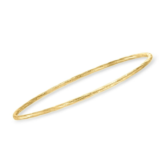 Ross-Simons Italian 10kt Yellow Gold Textured and Polished Bangle Bracelet, Women's, Adult