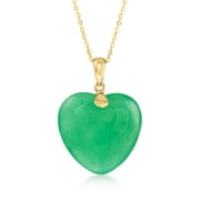 CANARIA Ross-Simons Jade Heart Pendant Necklace in 10kt Yellow Gold, Women's, Adult
