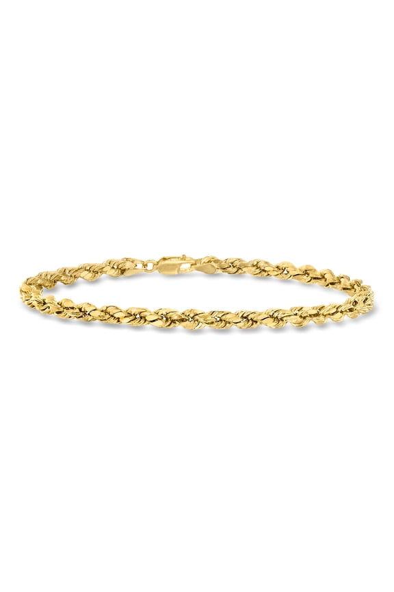Ross-Simons Men's 4mm 10kt Yellow Gold Rope Chain Bracelet for Male, Adult