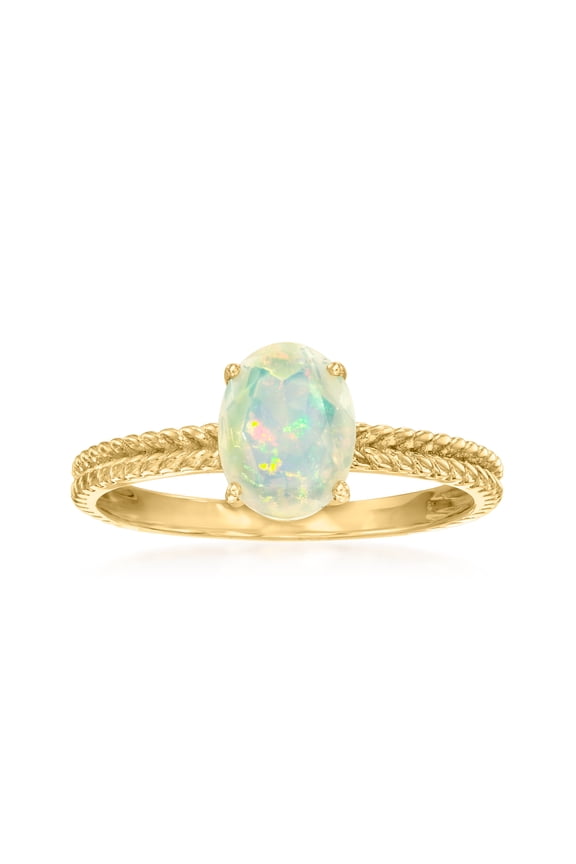Ross-Simons Opal Twisted Shank Ring in 10kt Yellow Gold, Women's, Adult