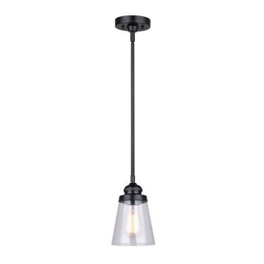 Canarm  1 Light Pendant, Black Finish Matte Black