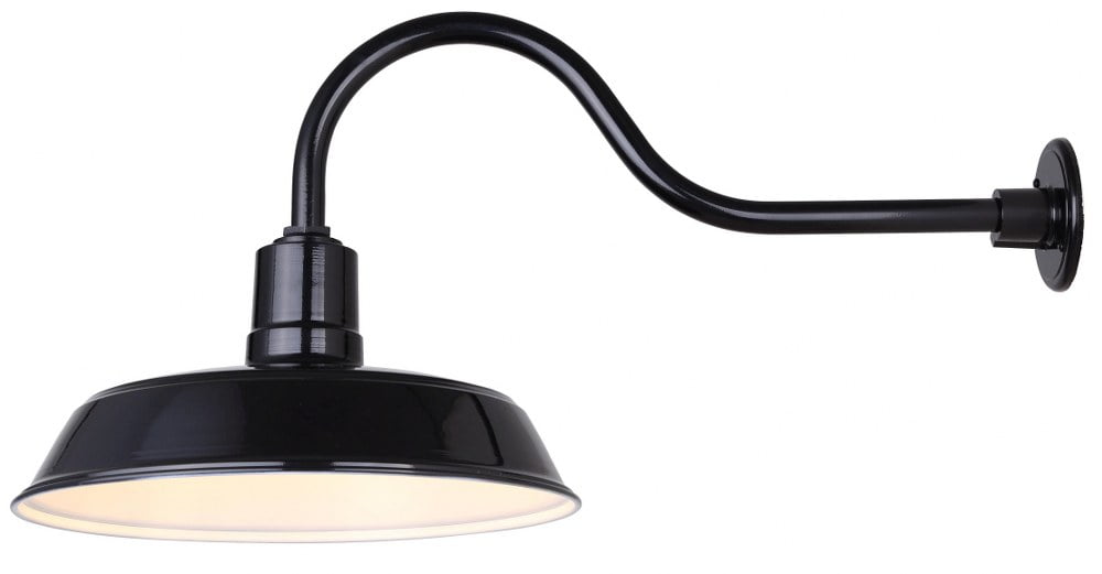 Classic Glossy Black Gooseneck Outdoor Barn Light, 31" Aluminum
