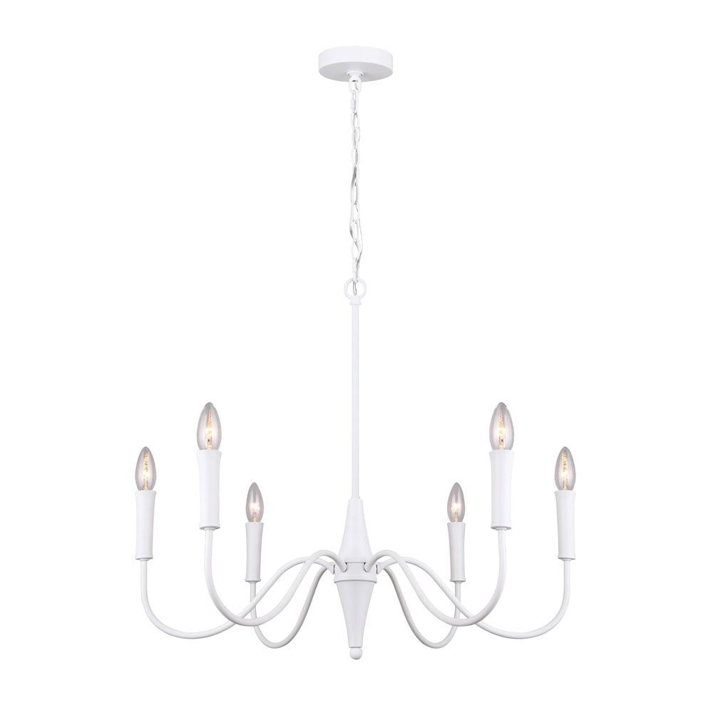 Brielle Matte White and Gold Six-Light Chandelier