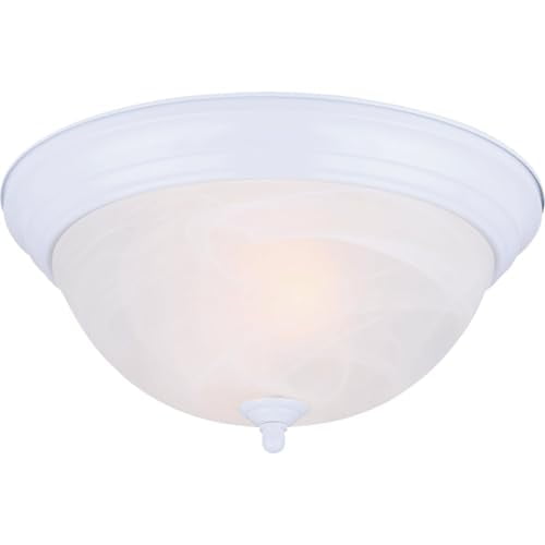 CANARM IFM413WH 13" 2 Bulb Flush Mount, White with Alabaster Glass