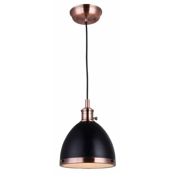 CANARM IPL409B01BKA LTD Esher 1 Light Cord Pendant, Bronze and Black with Glass Diffuser