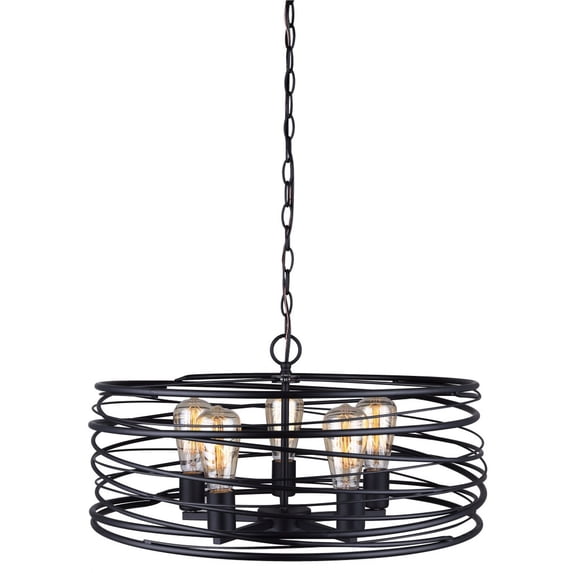 IPL411B05BK22 Canarm Inc Ryland - 5 Light Pendant In Industrial Style-11 Inches Tall and 22 Inches Wide