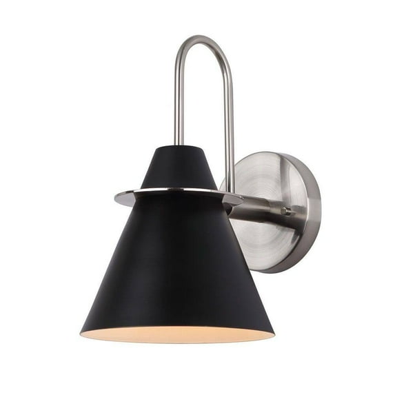 Canarm Mid-Century Modern Metal Shade Vanity Light 1 Light - Black and Brushed Nickel