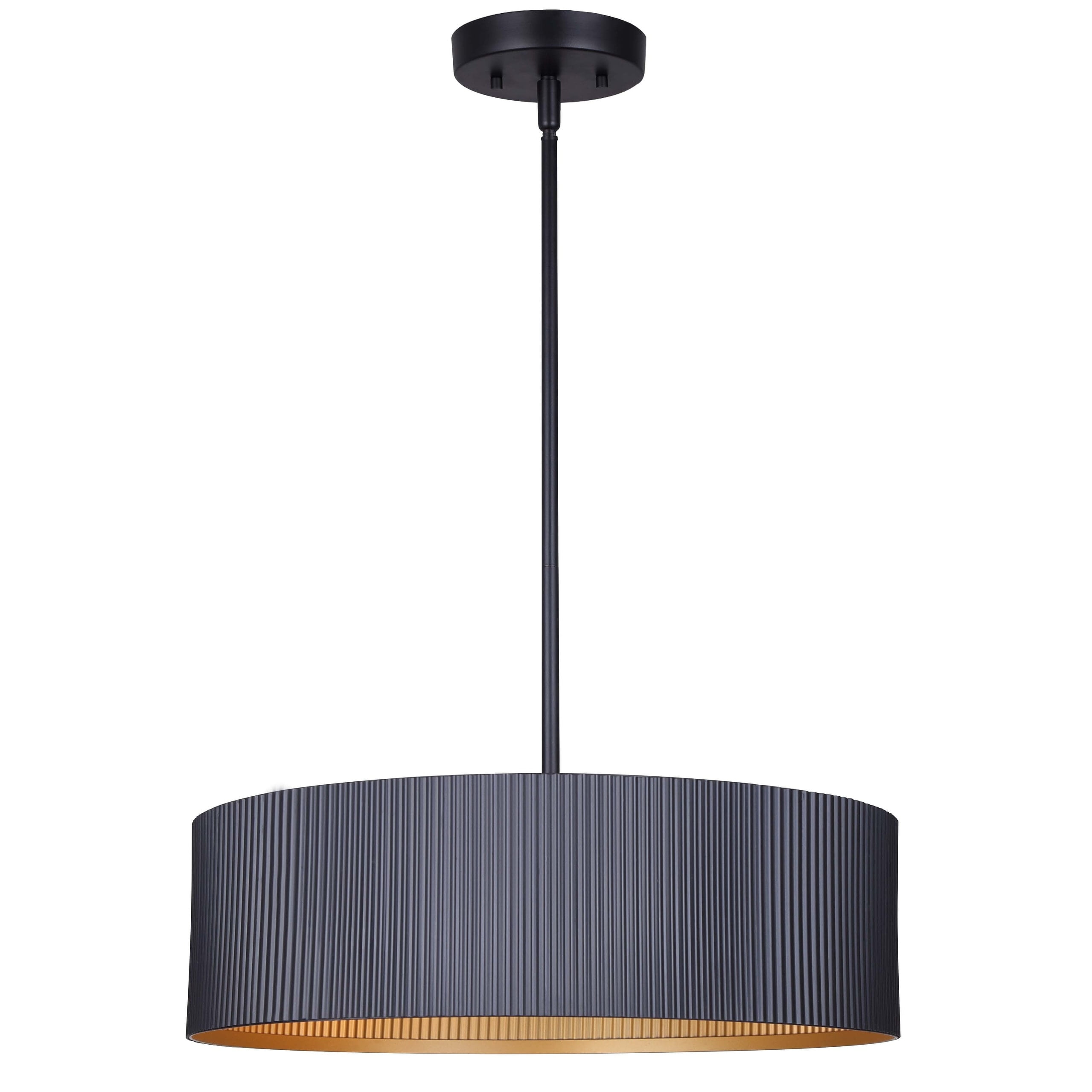 Black Ridged Barrel Shade Chandelier Light