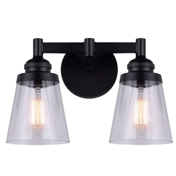 Canarm  Seeded Glass Vanity Light Two Light - Black