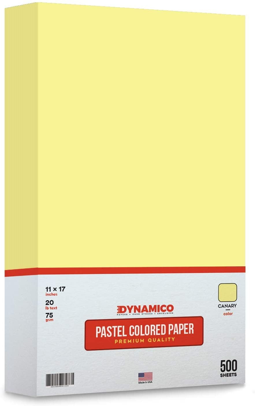 Canary 11 x 17" Pastel Light Color Regular Paper, Big Size Colored Lightweight Papers | 1 Ream of 500 Sheets