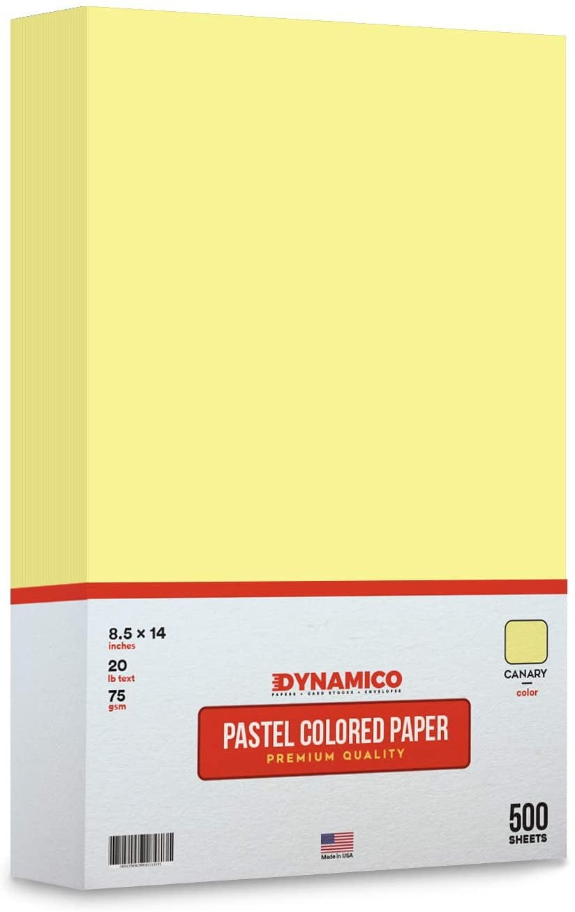 Canary 8.5 x 14" Legal Size Pastel Light Color Paper | 1 Ream of 500 Sheets