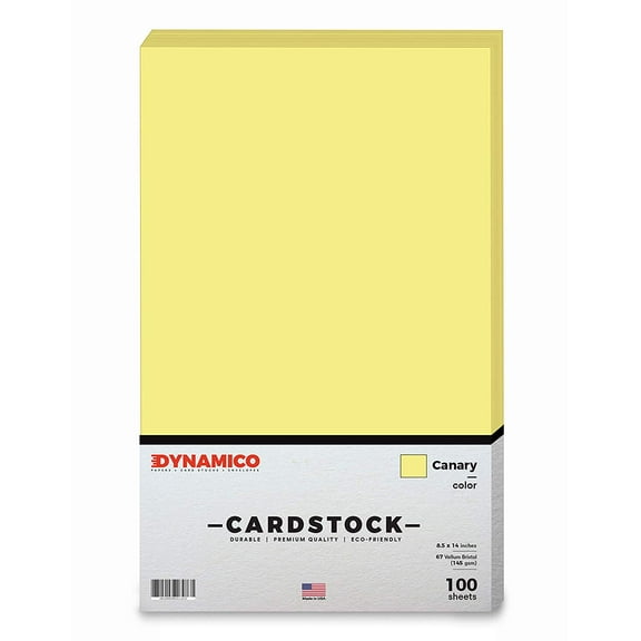 Canary 8.5 x 14" Pastel Color Cardstock Paper - for Cards and Stationery Printing | Medium to Light Weight Card Stock 67 LB Vellum Bristol | 100 Sheets