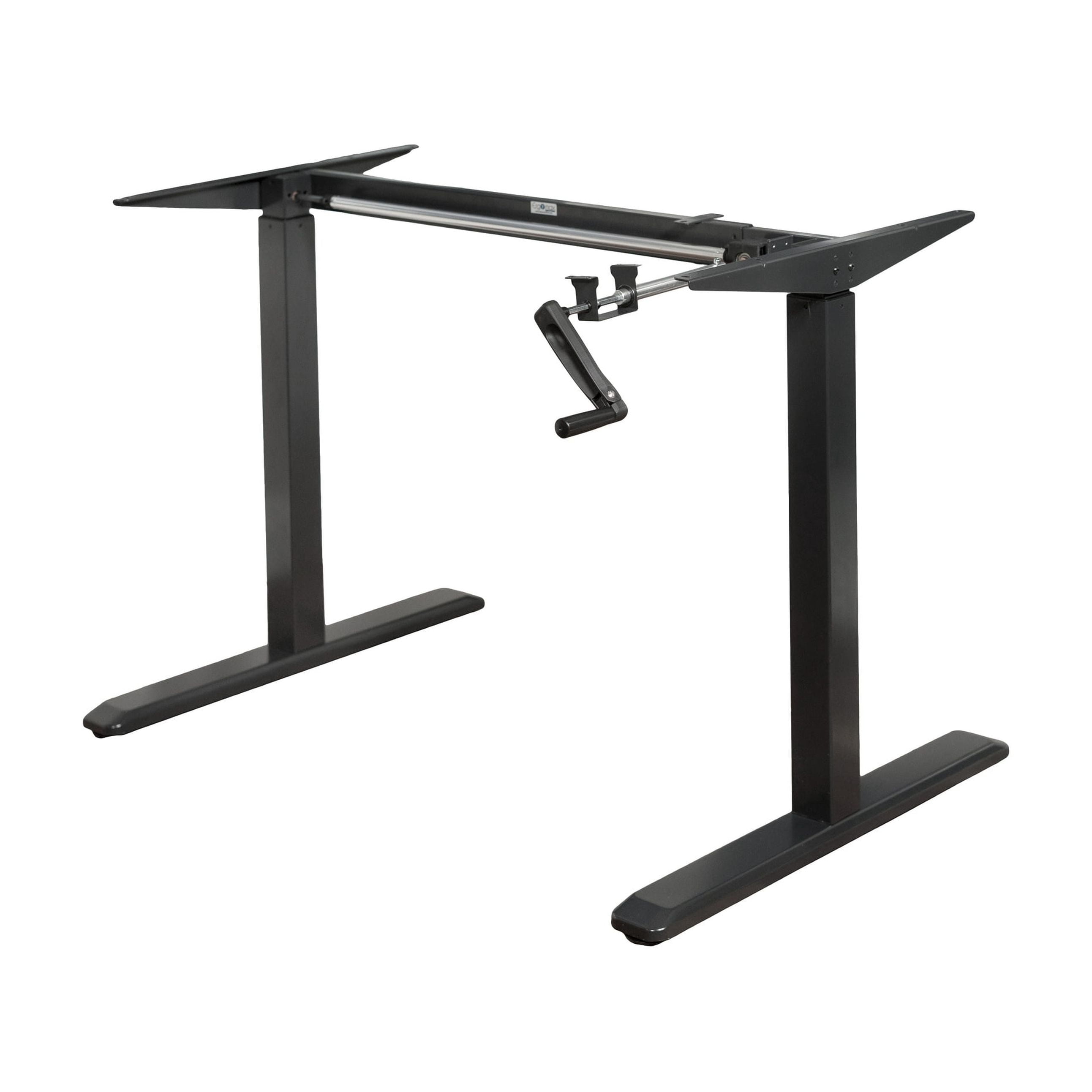 Black Adjustable Height Crank Desk with Metal Frame
