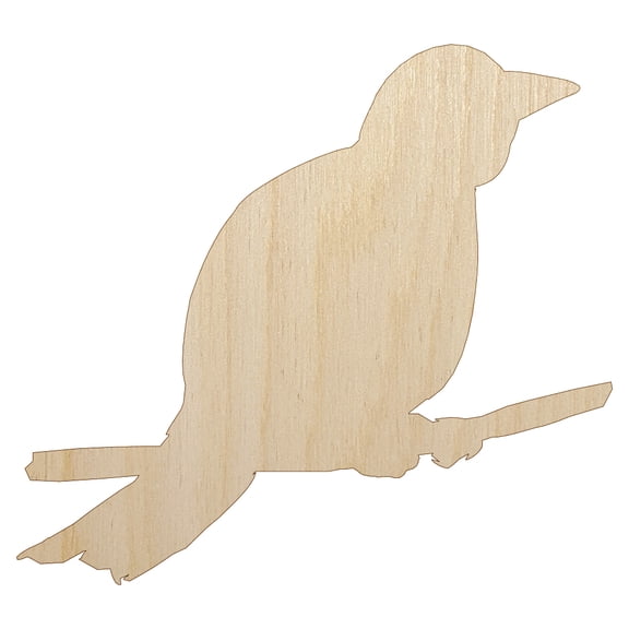 Canary Bird on Branch Solid Wood Shape Unfinished Piece Cutout Craft DIY Projects - 4.70 Inch Size - 1/8 Inch Thick