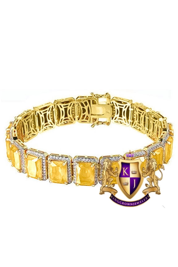 Canary Citrine Solitaire Genuine Yellow Gold On Sterling Silver Tennis Bracelet Unisex