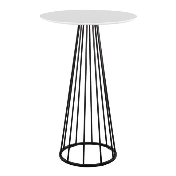 Canary Contemporary Bar Table in Black Steel and White Wood by LumiSource