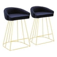 thumbnail image 1 of Canary Contemporary Counter Stool in Gold with Blue Velvet by LumiSource - Set of 2, 1 of 7