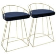 thumbnail image 1 of Canary Contemporary-Glam Counter Stool In Gold With Blue Velvet - Set Of 2, 1 of 6