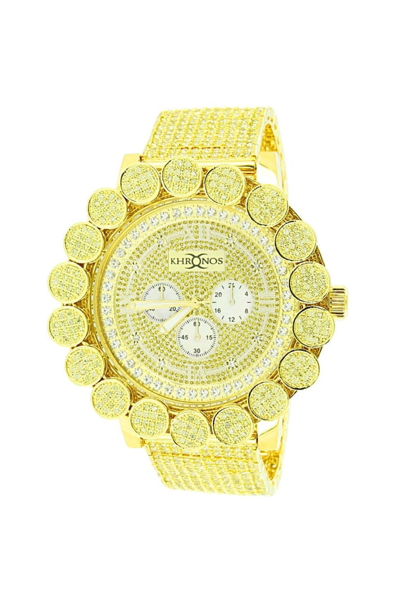 Canary Gold Tone Custom Pave Watch Solid Stainless Steel Back Genuine Diamond Dial Iced Out Flower Bezel Jo Rodeo Jojino