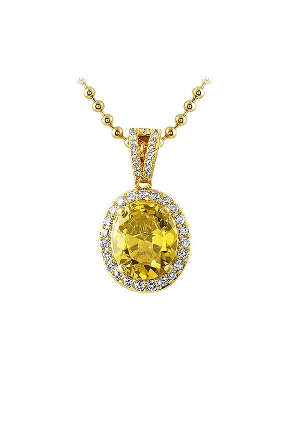Canary Oval Cut Gem Hip Hop Pendant