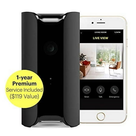 Canary: View WiFi Home Security Camera +1-Year Premium Service Plan | Indoor Surveillance, Wide-Angle Lens, Motion + Person Alerts~ Use w/iOS, Alexa & Google, 2019 Back to School Model