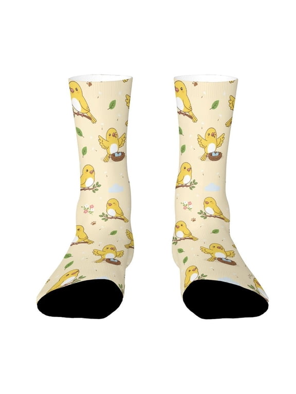 Canary Yellow Bird Funny Novelty Crew Socks for Women Men Sports