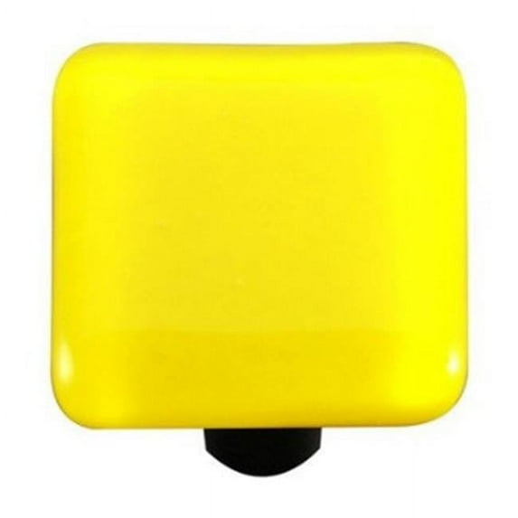 Canary Yellow Square Glass Cabinet Knob - Aluminum Post - 1.5 x 1 x 1.5 in.