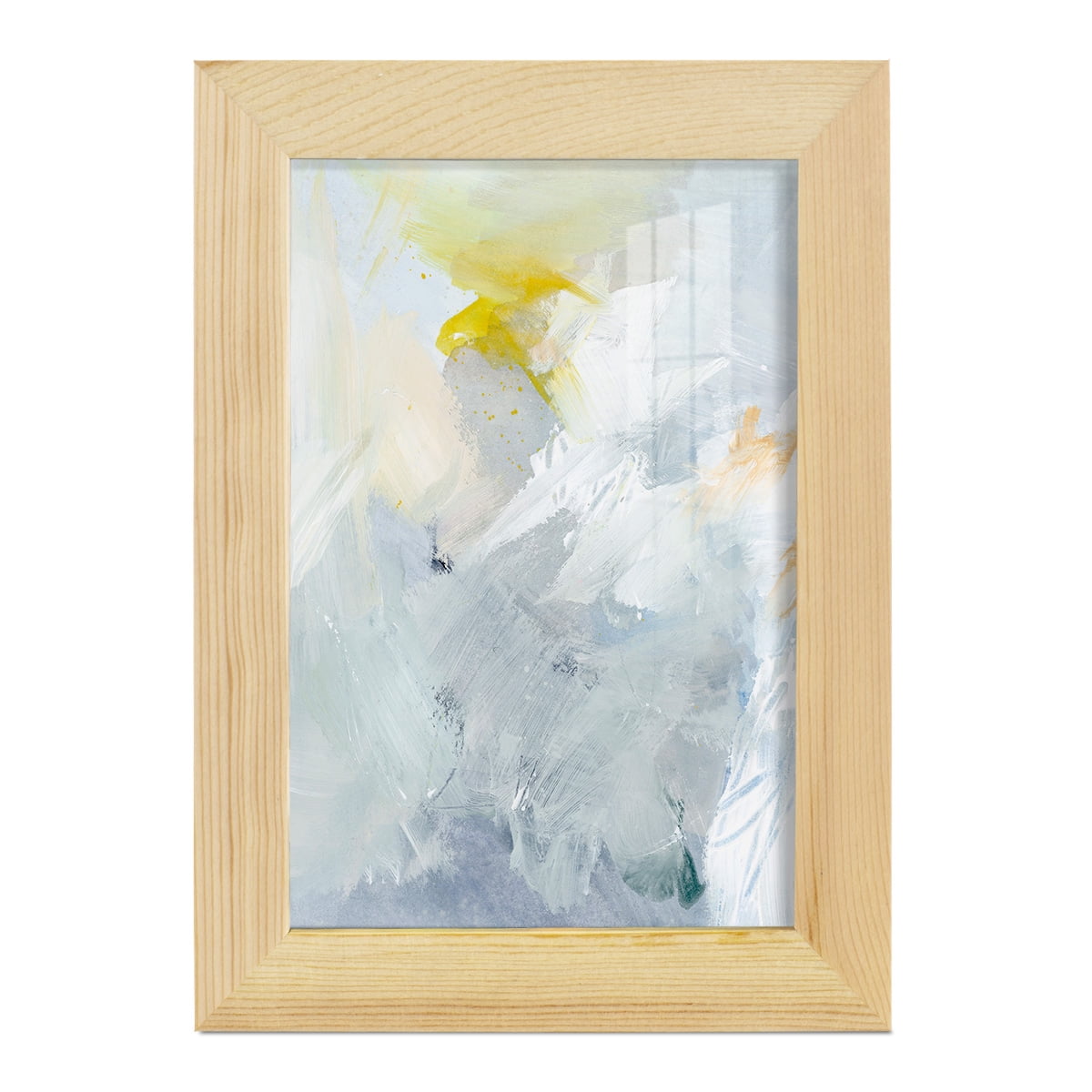 Canary and Sky II - Framed Print w/glass - Natural Wood