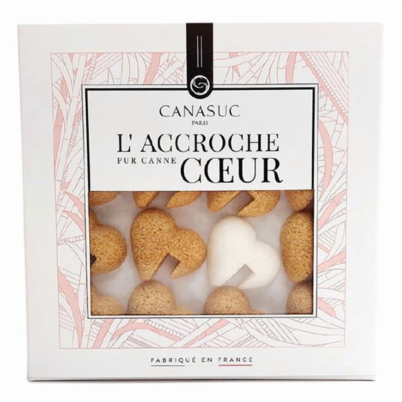 Canasuc Paris, L'Accroche Coeur Pur Sucre de Canne, "Window Box" of 32 Assorted French Molded Sugar "Hearts", 3.35 Oz