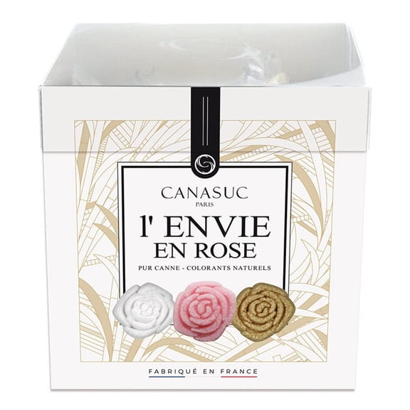Canasuc Paris Molded Rose Sugar Pieces, 48 Individually Wrapped Sugar Roses